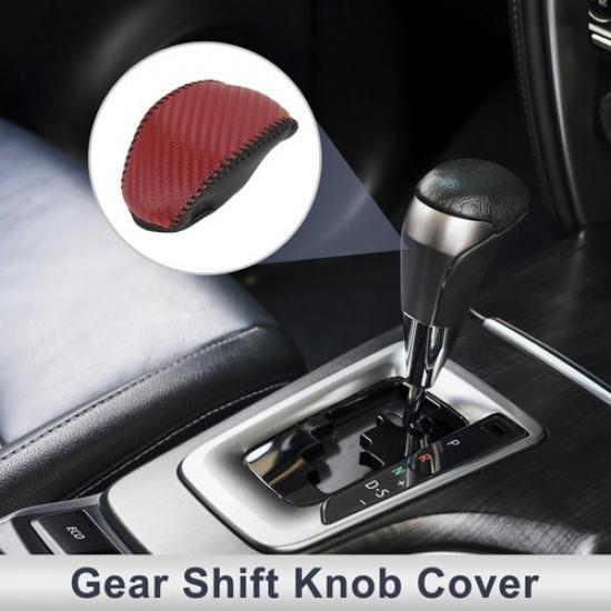Car Gear Shift Knob Cover for Toyota RAV4 -2024 Red Carbon Fiber Black Red