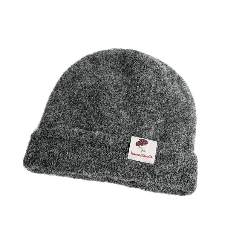 Autumn and Winter Hats for Women Solid Color Knitted Wool Hats Fashionable and Versatile Bag Head Hat Showing Face Small Warm Cold Hat