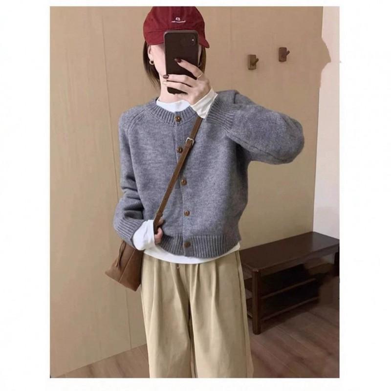 2026 Early Fall Plus Size Knit Cardigan Curvy Women Pumpkin Orange Casual Office Wear