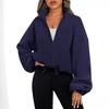 Hoodies Women Spring Autumn Casual Polar Fleece Sports Stand Collar with Velvet Zipper Coat Sweatshirt