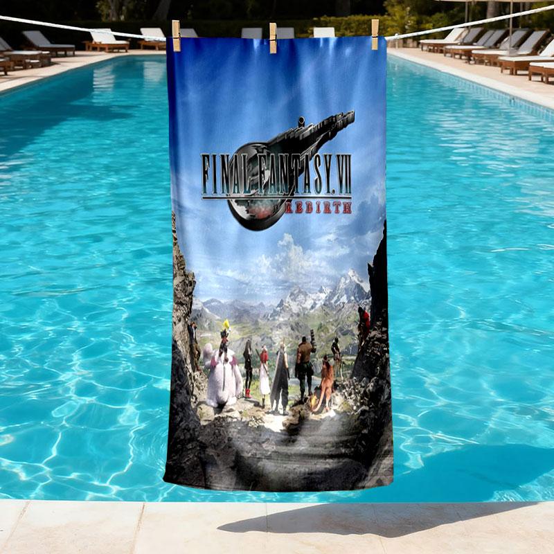 Final Fantasy Spausdintas Paplūdimio Rankšluostis, Minkštas, Lengvas. Namų voniai, SPA, baseinui, jogai, banglenčių sportui, stovyklavimui, dovana šeimai, draugui