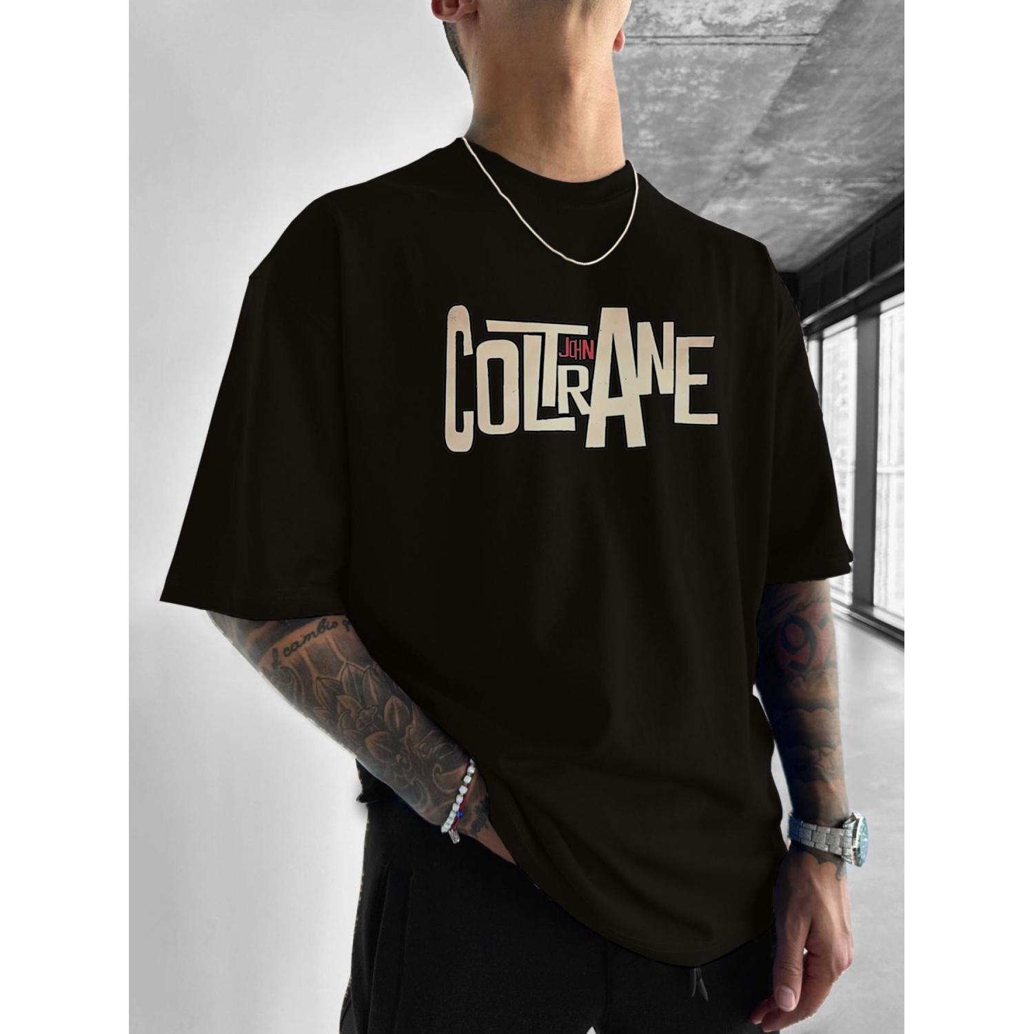 

John Coltrane Name Art Printed TShirt Jazz Legend Commemorative Summer Hundred Casual Printed Mens TShirt XXXXXL чорний