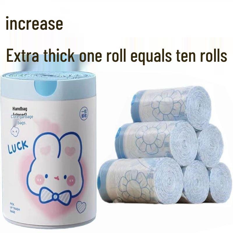 Blue Heart Rabbit Large-Capacity Cute Cartoon Drawstring Garbage Bag