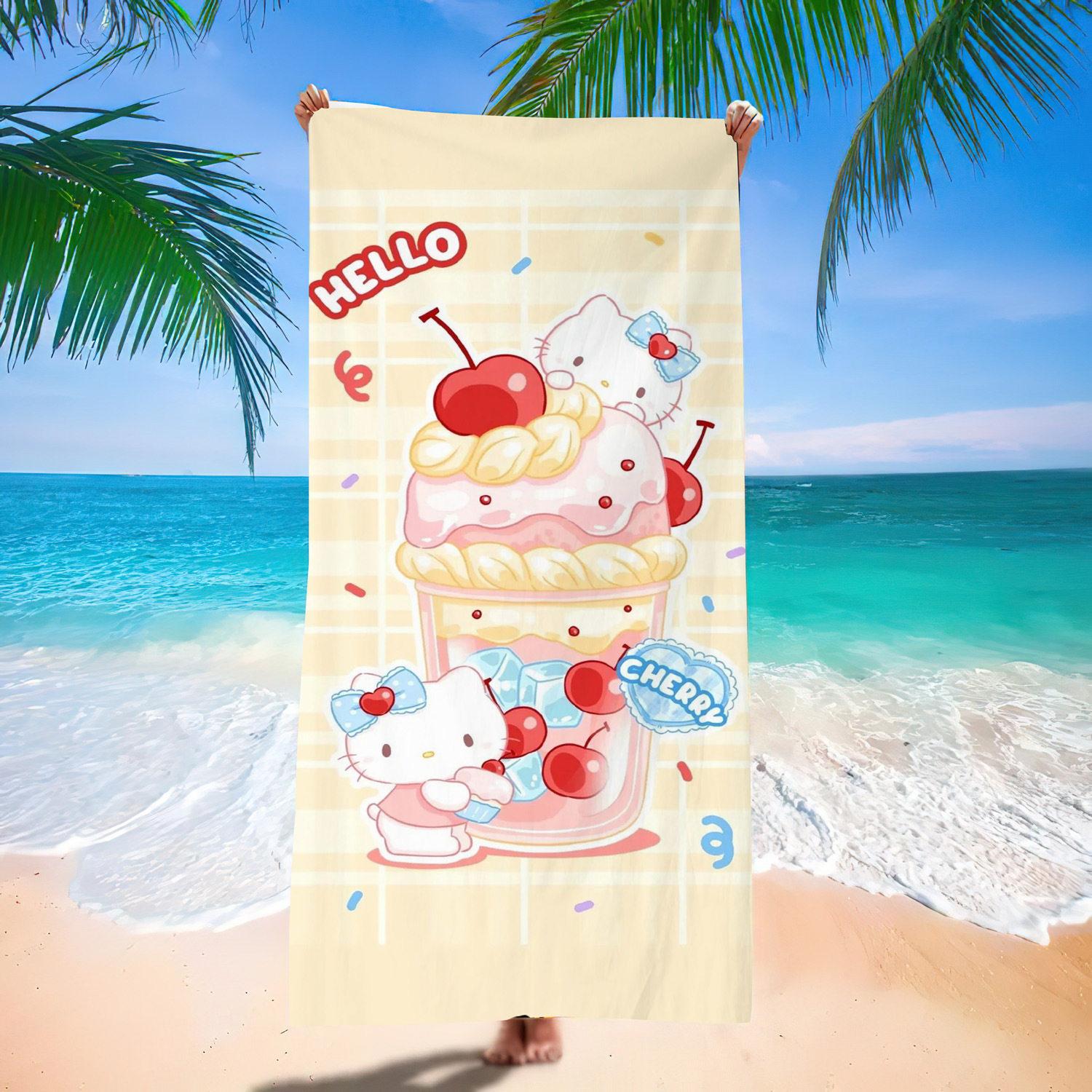 Sanrio Beach Towel, Hello Kitty Kids Towel, Cartoon Quick-Dry Sweat Towel, Kuromi Bathroom Bath Towel & Hand Towel W30*H60(CM)