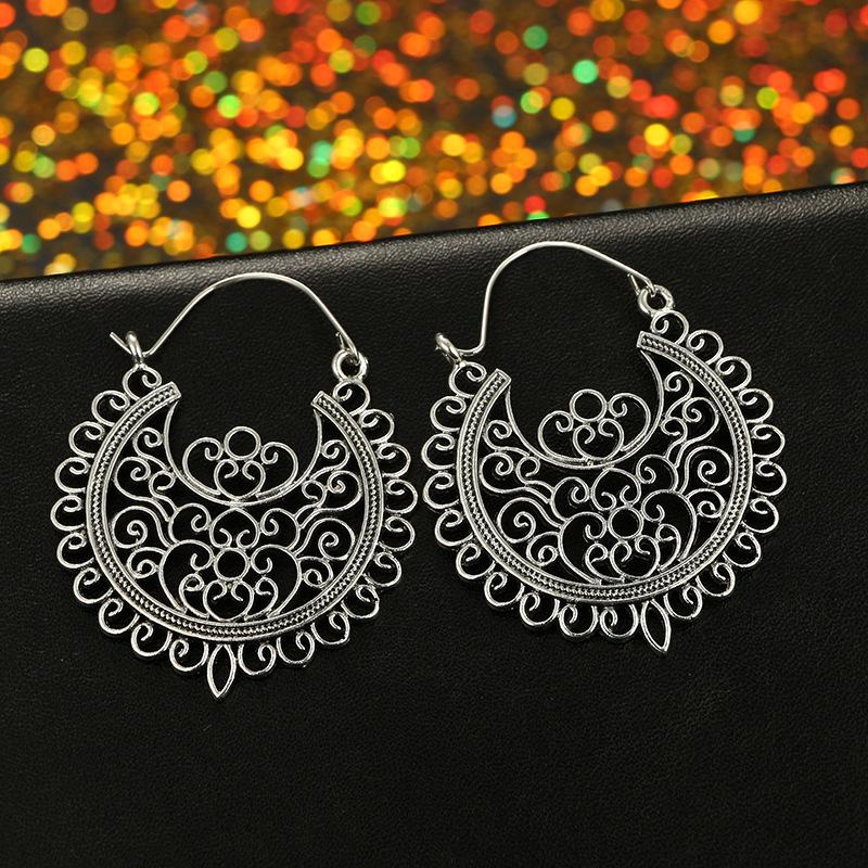 Vintage Color Hollow Hoop Earring For Women Bohemian Flower Tree Dangle Earring Wedding Party Fashion Jewelry AccessoriesGood product