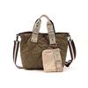 Cuco Original Pattern Tape Quilted 2-Way Tote BagA4 Size, 2453111205, Olive (365)