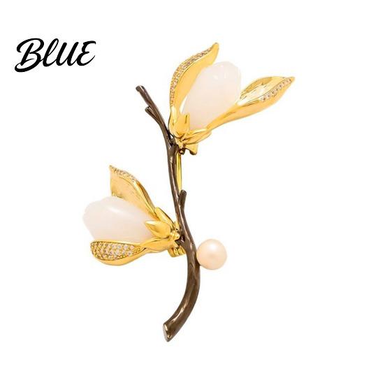 Versatile Brooch Magnolia Branch Design Lapel Pin Sweaters Durable Collars