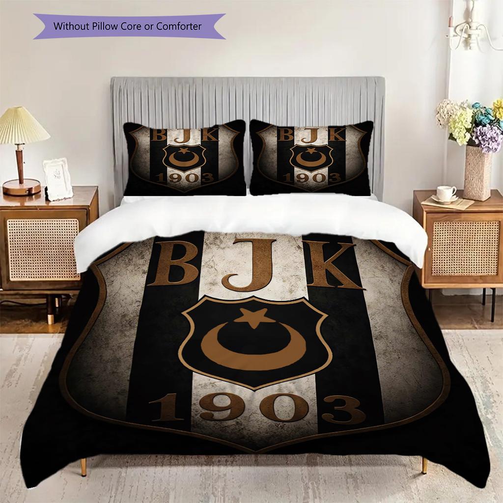 Besiktas logotyp Mönster Sängkläder Täcke Set Påslakan Örngott Heminredning Födelsedagspresent (1 * påslakan + 2 * örngott, utan kärna)