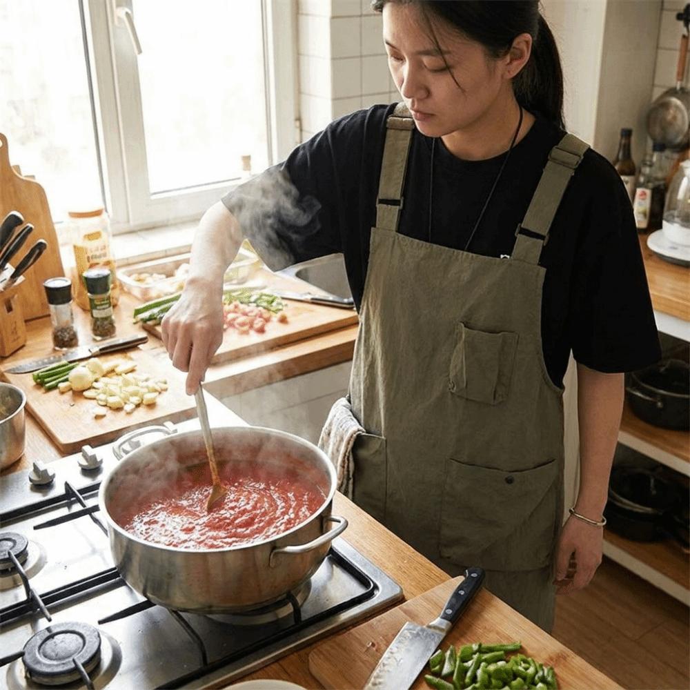 Oil-Proof Cooking Apron Adjustable Work Apron Simple Dirt-Resistant Workwear  Bar