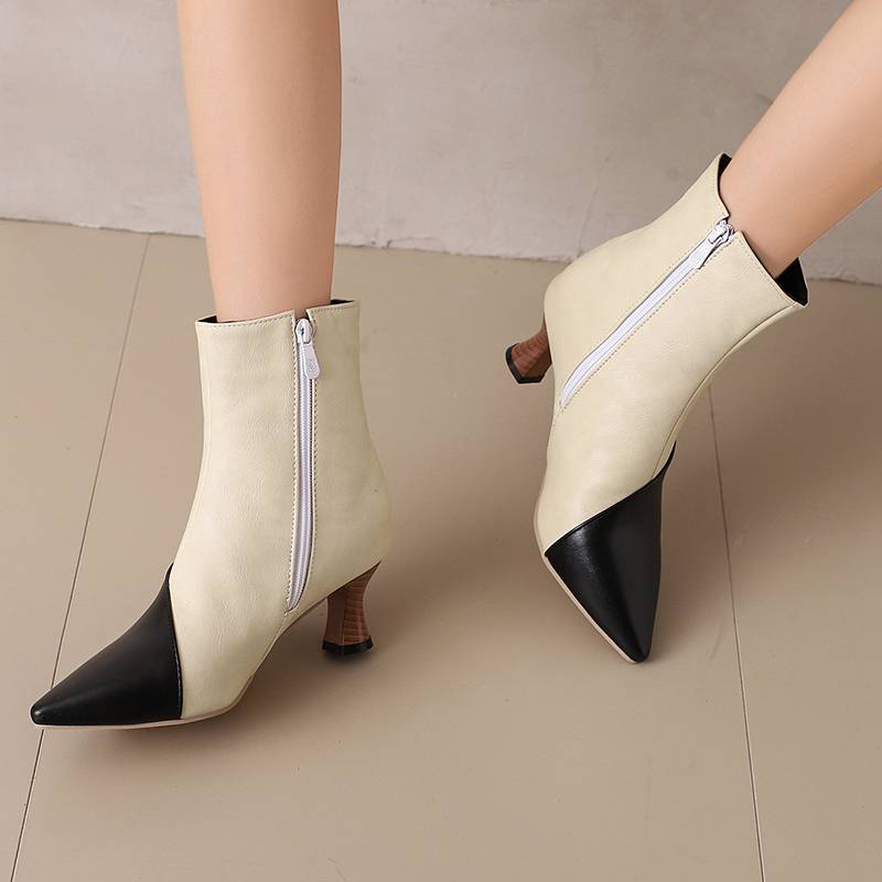 Krazing Pot Sapatos de poliuretano outono inverno 47 tamanho 48 tamanho 49 tamanho 50 botas sensuais bico quadrado cor mista manter aquecido botas de tornozelo