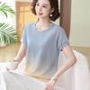 Mother's Day Ice Silk Short-Sleeve Blouse - 2026 New Style for Middle-Aged & Elderly Women