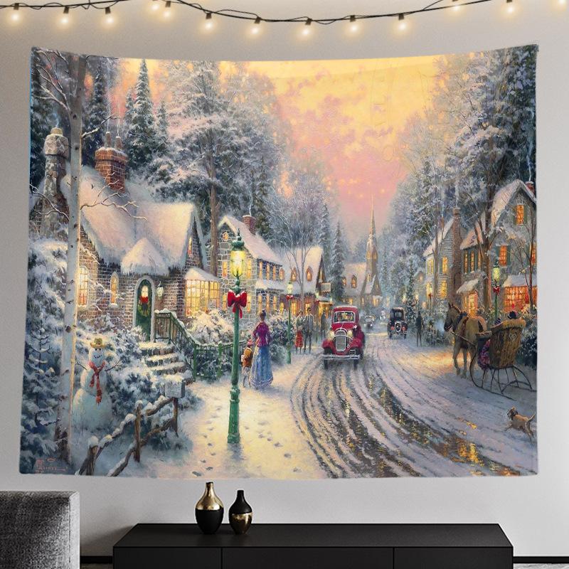Cross-border Christmas Tree Tapestry Santa Hanging Cloth Background Cloth Digital Printing