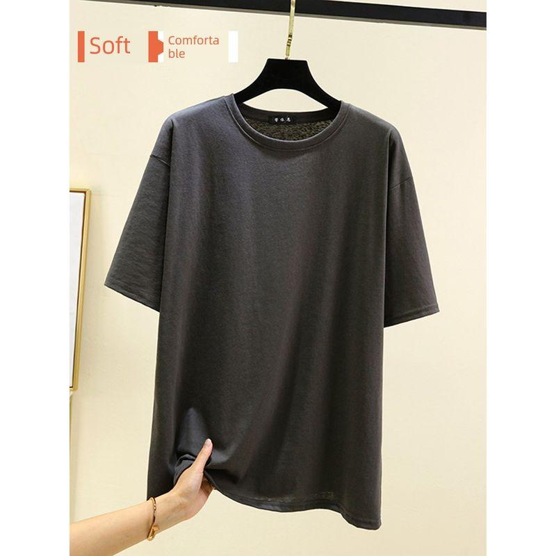 Thin Short sleeve Cotton T-shirt Women Summer Black and White round Neck Bottoming Shirt Plus size Slimming Half Sleeve Student Sports T-shirt
