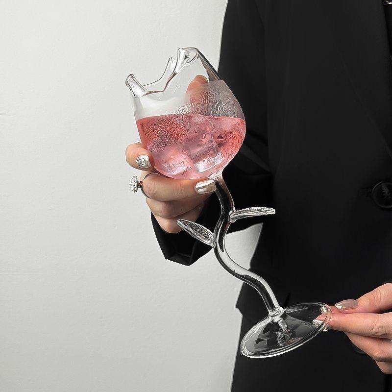 INS-Stil Rosewein-Glas, Eleganter hoher Stiel Rotwein-Kelch für Champagner, Cocktails & Romantisches Essen