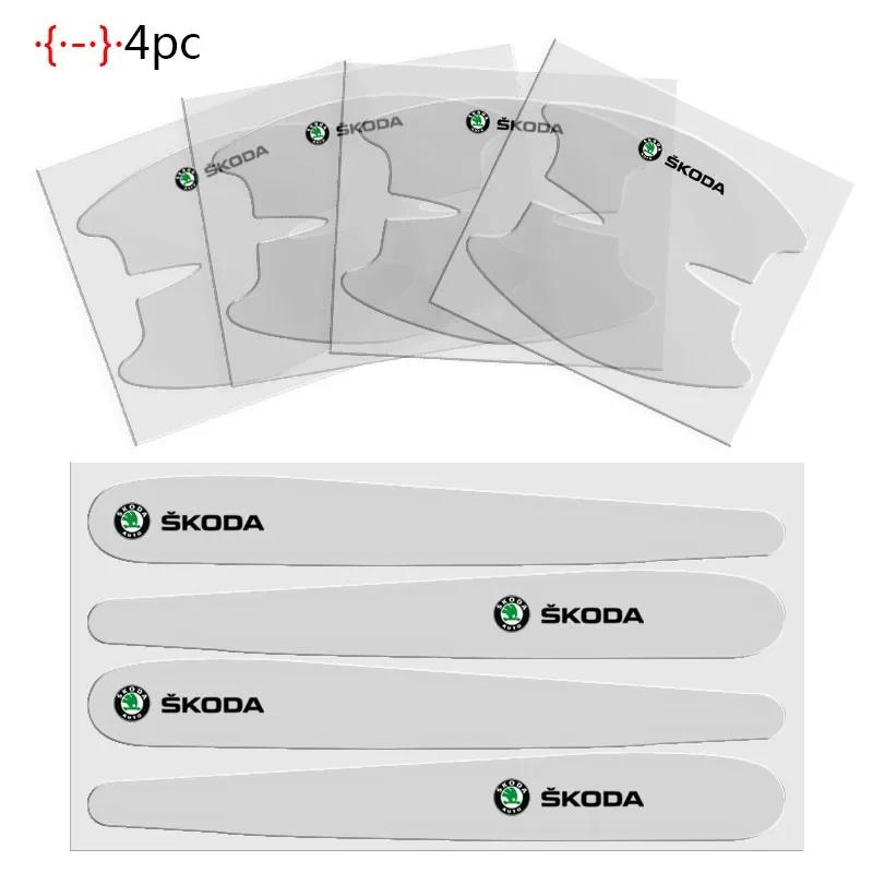 

Car Sticker 2025 Hot 8x Car Stickers Transparent Car Door Handle Protection Sticker for Skodas Octavia Kodiaq Fabia Rapid Superb прозрачный