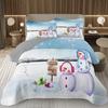 Copriletto Buon Natale, Set Copriletto Pupazzo di Neve Kawaii Queen/Full per Camera da Letto Bambini Ragazzi Ragazze, Set Piumino Tema Natale Cartone Animato