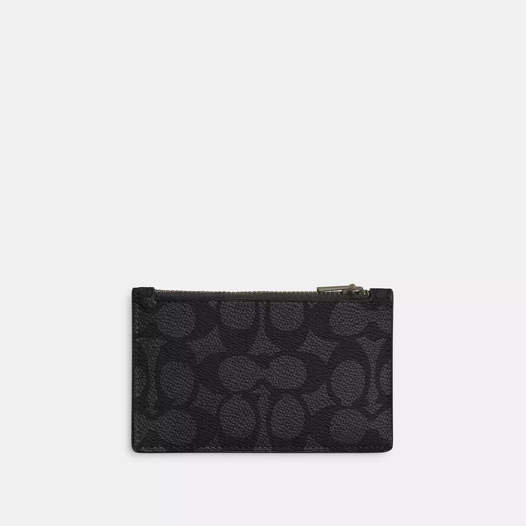 Coach Zip Card Case In Signature Gunmetal Charcoal Black