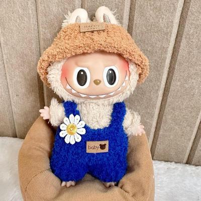 Boneca Suspensório Calças Trajes com Chapéu Roupas Feitas À Mão Traje para 17 cm Pingente Bonecas Moda