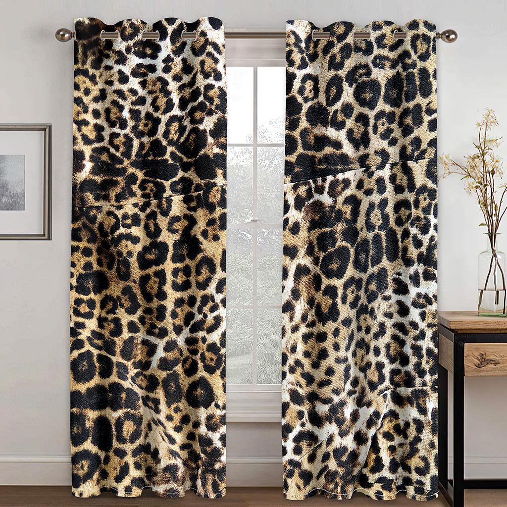 Leopardenmuster Farbstreifen Symbol 3D Vorhang Anwendbar Wohnzimmer Schlafzimmer Küche Balkon Fensterdekoration 2 Paneele