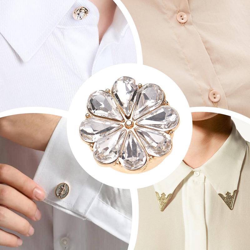Clip On Rhinestone Button Covers Jewelry Clip On Rhinestone Buttons Stylish Rhinestone Buttons Embellishments Brooch Clothing