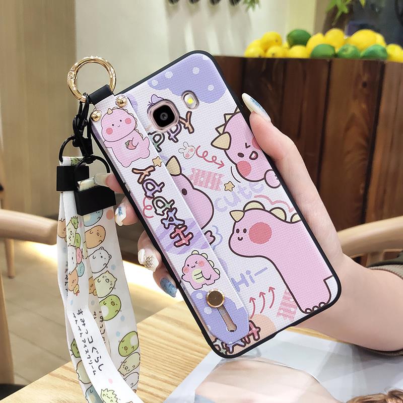 Soft Case Protective Phone Case For Samsung Galaxy J510/J5 2016/J5108 Wrist Strap Cartoon Cute Back Cover Silicone Ring