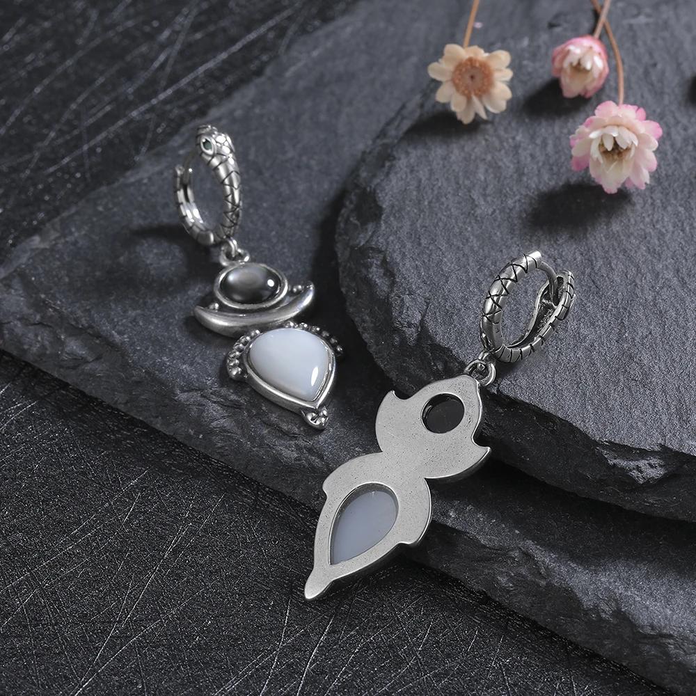 Natural Shell Stone Drop Earrings for Women White Black S Silver Hoop Earring Party Gift Fine  Wholesale