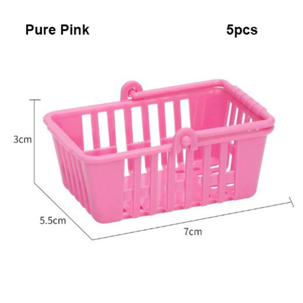 5pcs Multicolors Basket Toys Mini Shopping Hand Basket Model Doll House