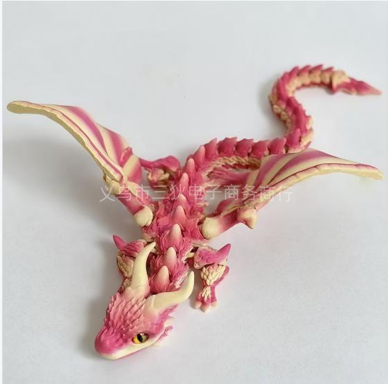 3D Printed Articulated Large Horned Flying Dragon Action Figure Ornament Toy Gift