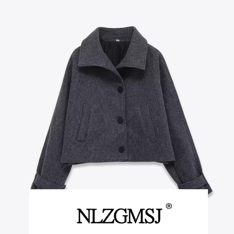 2025 Winter European & American Style Versatile Lapel Short Windbreaker Large