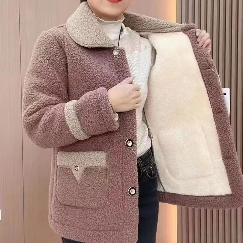 Imitation Lamb Fleece Padded Jacket Women's Plus Fleece Thickened Jacket Winter Granular Fleece Padded Jacket To Keep Warm