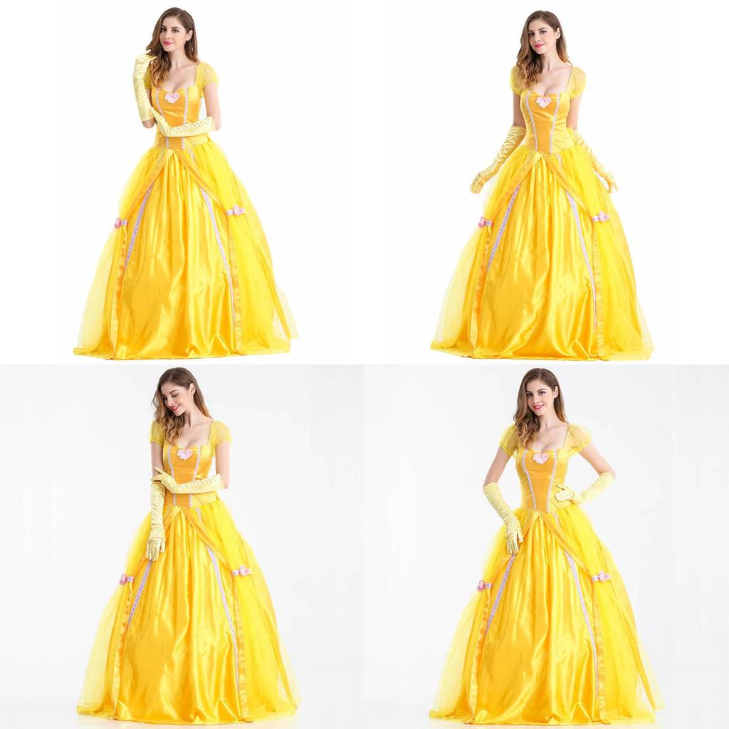 Elegant Layered Yellow Ball Gown Adults Beauty And The Beast Belle Costume