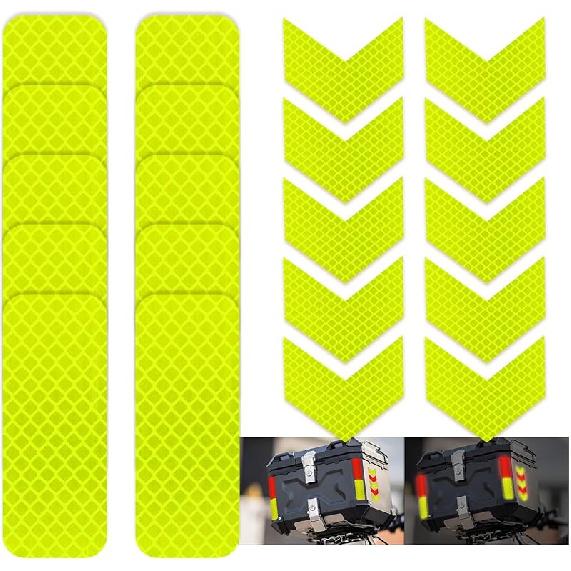 20Pcs Reflective Safety Stickers High-Visibility Decals, Waterproof & Weather-Resistant, Super Adhesive for Helmets, Bikes, Trailers, Cars, Mailboxes