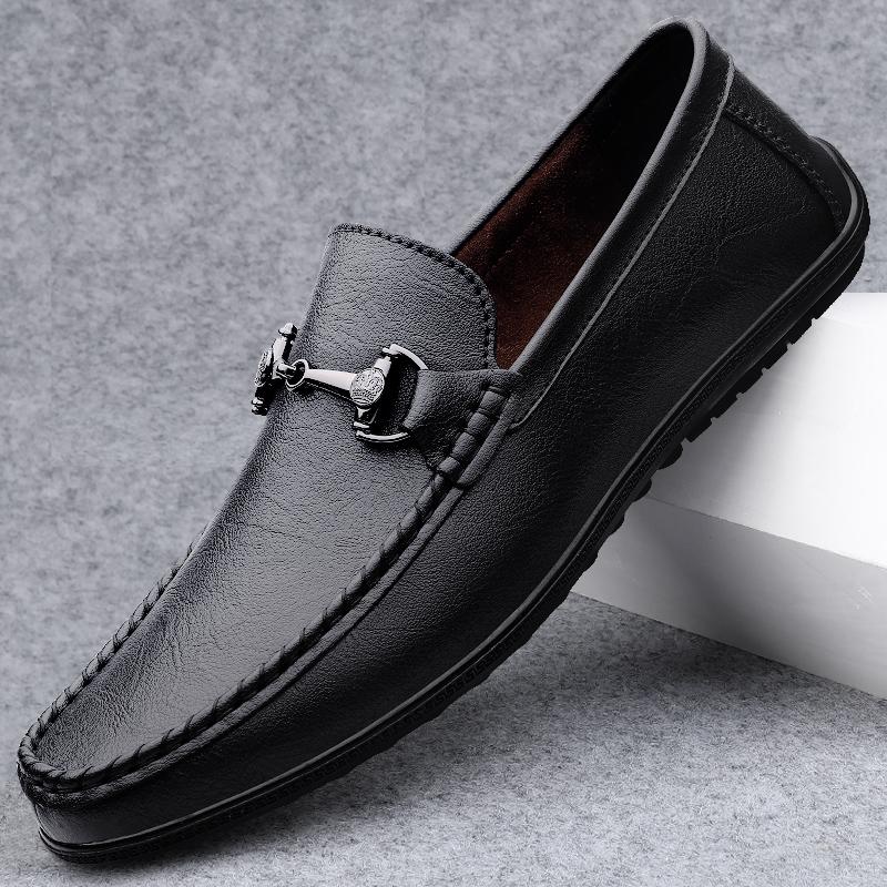 Fashion 2025 New Men Genuine Leather Loafers Non Slip Office Shoes Breathable Outdoor Slip on Flats Casual Shoes Man Dress Moccasins