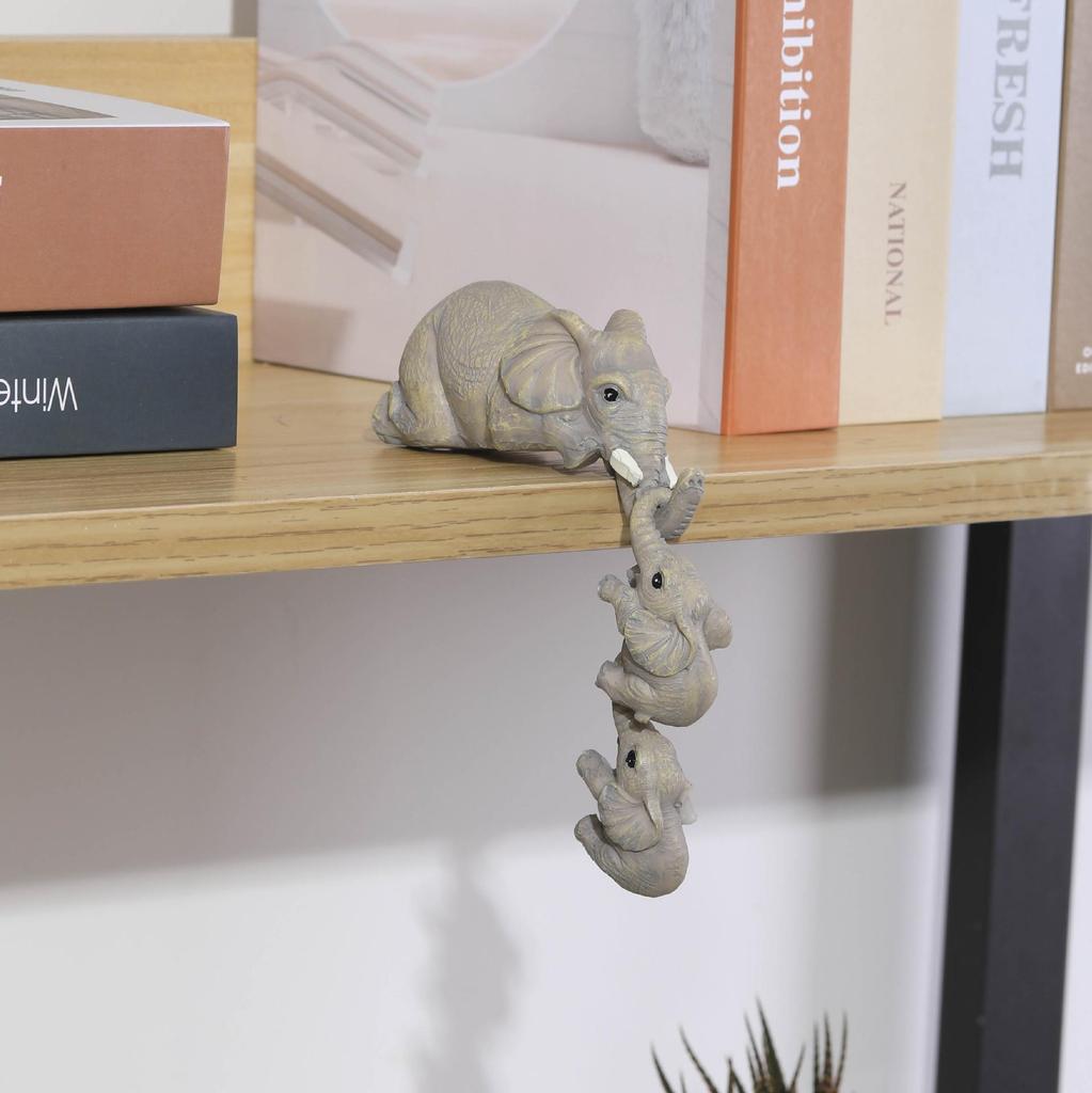 Resin Elephant Figurines: Parent and Baby Elephant Home Decoration