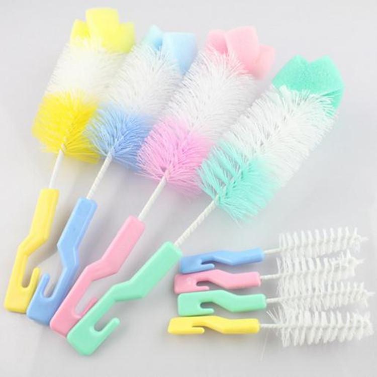 2PCS/Set Milk Bottle Cups Brushes 360 Degree Clean Upright Nylon Bottle Brush Long Handle Cup Brush Baby Bottle Brush