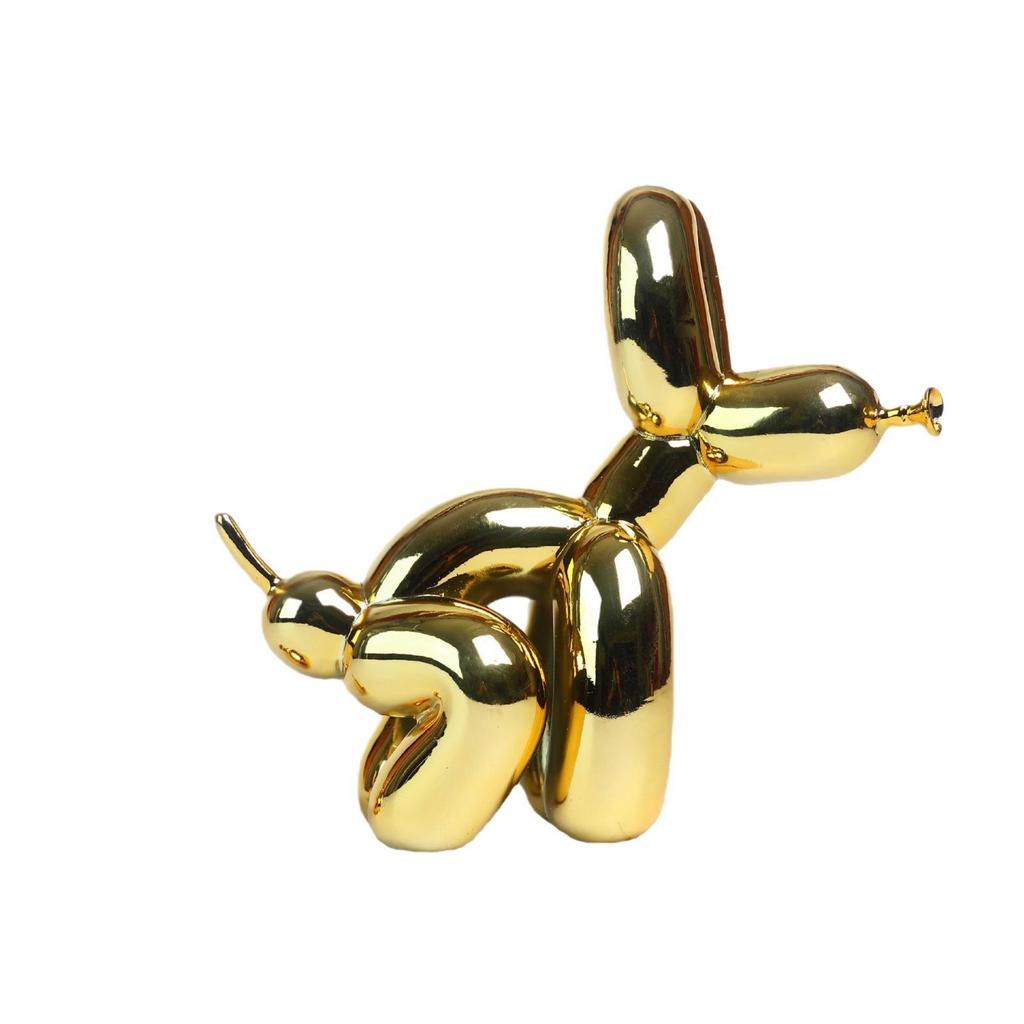 Shiny Balloon Dog Poop Art Statue: Cute Animal Sculpture for Home Decor