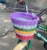 Kid Front Handlebar Bike Basket Vintage Rainbow Color Front Bicycle Basket Suitable for Most Type of Bikes