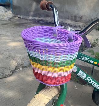 Kid Front Handlebar Bike Basket Vintage Rainbow Color Front Bicycle Basket Suitable for Most Type of Bikes
