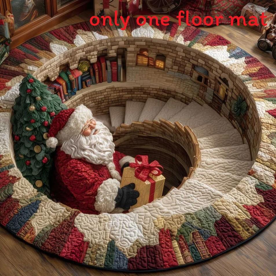 Christmas Cartoon Round Rug Waterresistant Carpet For Living Room Decor