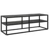 Day and Night - Day and Night Black TV Stand with Black Marble Glass 120x40x40 Cm