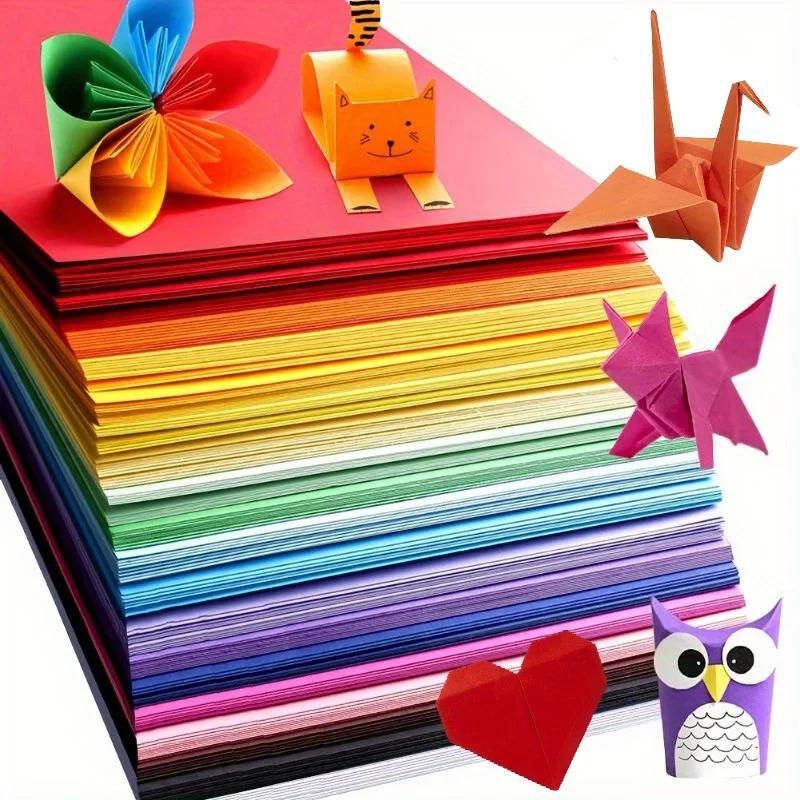 100 Sheets 10 Colors A4 Origami Paper Double Sided Color Easy Fold Paper for Beginner Craft Paper Crane Kid Handmade Stationery