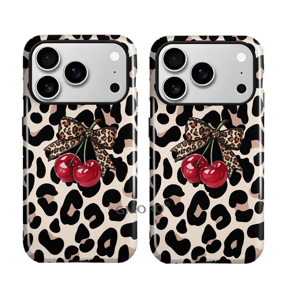 Hot-selling Trend Leopard Print Cherry Iphone17promax Mobile Phone Case Apple 14pro Film Case 16/15