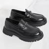 2026 Men's and Teens' Large Size, Wide-Toe Loafers - Slip-On Leather Shoes with Thick Soles for Height Increase