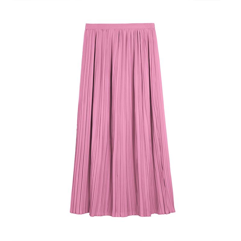 High Waist Pleated A-Line Midi Skirt - 2025 Slimming, Solid Color, Versatile Design