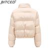 BITCED Autumn/Winter Women's Short-Length Cotton Coat Women's Long-Sleeved High-Neck Thermal Jacket Loose-Fit Casual Cotton Coat