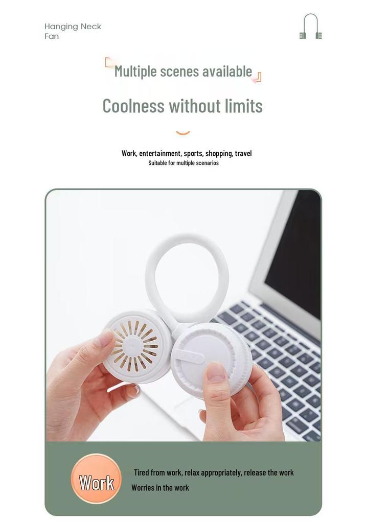 Portable Leafless Neck Fan: Silent, USB Rechargeable, Foldable, Mini Pocket Design