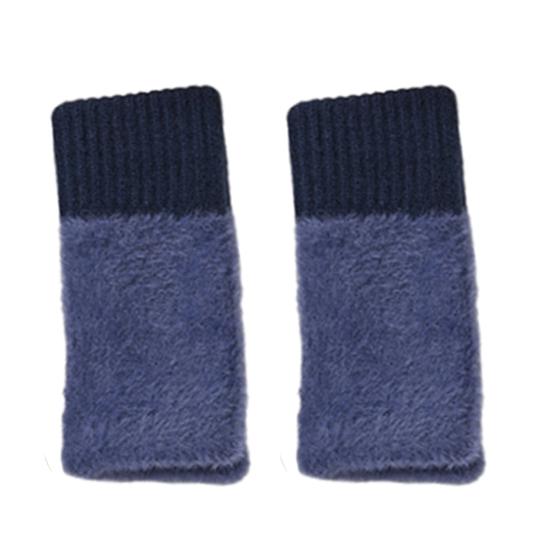 Half Finger Gloves Women Long Fingerless Gloves Fleece-Lined Touchscreen Knitted
