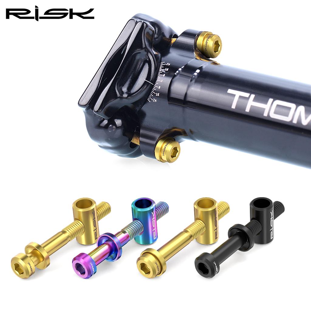 Risk 2pcs Bike Seatpost Fixing Bolt Titanium Alloy M5x30mm M5x40mm Bicycle Seat Tube Screw Saddle Fixed Bolts Screw Parts