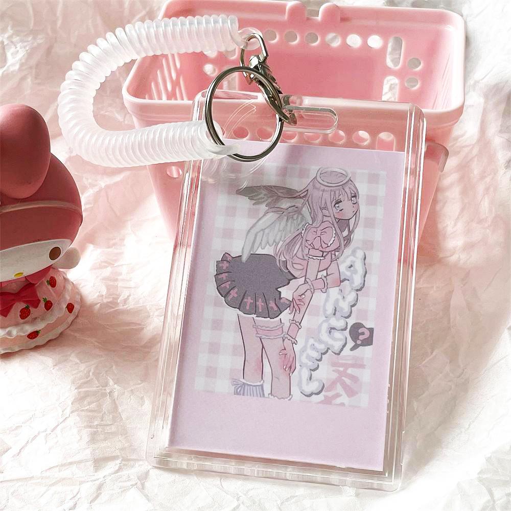 Photocard Holder Idol Photo Protector Photo Binder Idol Photo Sleeves Holder Pearl Keychain Student Stationery Supplies