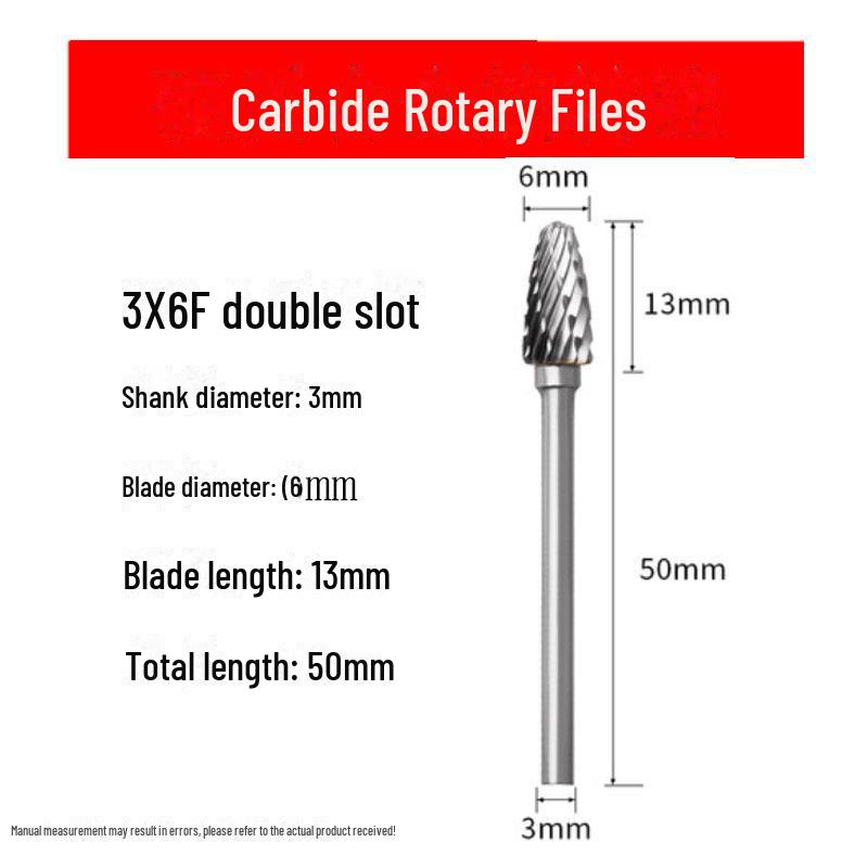 3mmX6 Tungsten Steel Carbide Rotary File for Electric Grinding - Small Metal Grinding Head